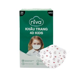 [Combo 5] Khẩu Trang NIVA 4D Mask KF94 Dành Cho Trẻ Em Túi 25 Chiếc Ngăn Bụi Mịn Kháng Khuẩn Không Kích Ứng Da Hàng Chính Hãng