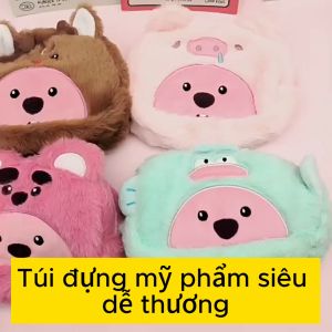 Túi Đựng Bút / Đồ Trang Điểm Đa Năng Hình Chú Gấu / Dâu Tây Nhồi Bông Nhiều Màu Dễ Thương size 20