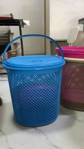 Large Laundry Basket Plastic Clothes Storage Bin with Cover Ventilated Laundry Hamper for Bedroom Bathroom