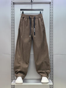 Trendy Corduroy Mens Casual Pants Autumn Winter Thickened Loose Straight Leg Drawstring Long Trousers Large Size Versatile Sports Pants