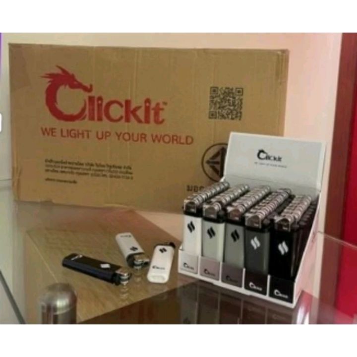 ไฟแช็ค Clickit🔥 นำเข้าจาก Malaysia 🇲🇾 กล่องละ 50 ชิ้น | Lazada.co.th