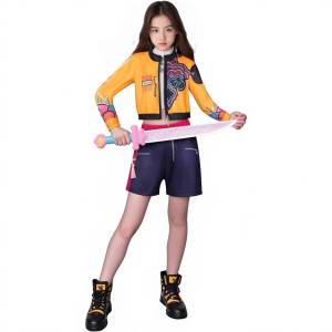 【Good Quality】2026 New Movie K-Pop Demon Hunters Mira Rumi Zoey Cosplay Costume For Kids Girl Halloween Stage 3D Printed Pattern Korean Star Stage Singing Costume
