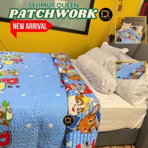 Selimut Patchwork Blanket Queen DAMIAS 2 layer Cotton Quality Soft Floral Abtrack Premium Adult Bedding