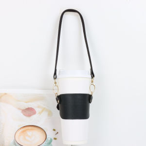 PU Leather Crossbody Milk Tea DIY Glass Removable Chain Coffee Cup Outer Packaging Cover Versatile Beverage Accessory