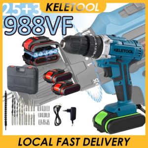 25 Torque Cordless Wireless Impact Hammer Drill Profesional Electric Screwdriver 2PCS Batteries DRILL WALL