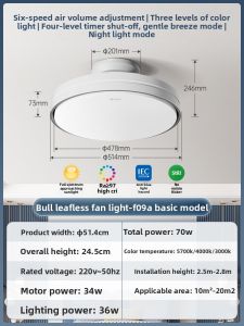 Bull | Bladeless Ceiling Fan Light Bedroom Use New