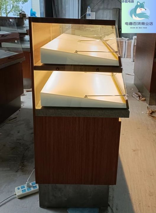 Japanese-Style Bread Counter Pastry Display Case Solid Wood Glass Side ...