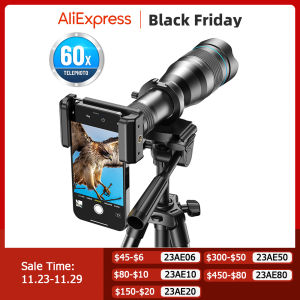 apexel | APEXEL 60X Mobile Phone Telescope Lens Astronomical Telephoto Zoom Lens with Extendable Tripod for iPhone Samsung All Smartphone