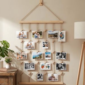 Hanging Photo Display Holder Picture Frames Collage Wall Decor Versatile Photo Hanging Display Picture Board for Home Decoration