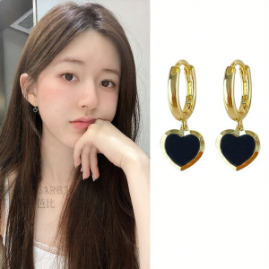 Black Heart-Shaped Earrings Silver-925 Trendy Exclusive Design