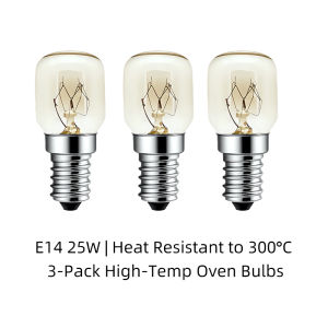 3-Pack E14 25W Oven Light Bulbs - 300°C Heat Resistant Appliance Lamp for Oven Microwave Cooker Fridge - 220V Clear SES Bulbs
