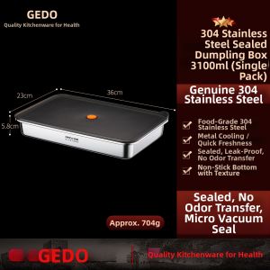 GEDO | Food Grade 304 Stainless Steel Dumpling Storage Box