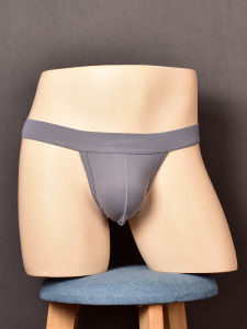 Mens Ice Silk High Slit Triangle Pants Wide Elastic Pure Color Low Waist Single Layer Pouch U Design Smooth Feeling Underwear