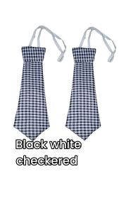 Neckties/ 2pcs/school fashion accessories/ color black n white checkered/ 3 variants of sizes / 7 inches long 9 inches long 12 inches long/ garterized tali/ reusable to the other school blouse uniform