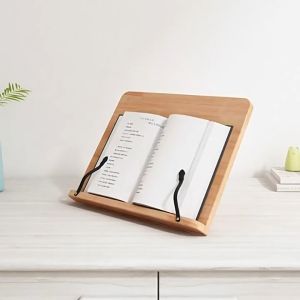 ที่วางหนังสือ ที่วางโน๊ตบุ๊ก ที่ตั้งหนังสือ แท่นวางหนังสือ ที่วางของอเนกประสงค์ ที่วางไอแพ็ด ปรับได้หลายระดับ Adjustable Wood Reading Rest Tablet Book Holder Foldable Cook Home Study Room Desk Organizer Book Holder Book Organizer