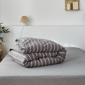 Pure ผ้าฝ้าย ลายทาง ปลอกผ้านวมเดี่ยว 180x200 คู่ 200x230 ถักหม่อนจีน ผ้าฝ้าย เครื่องนอนสไตล์ญี่ปุ่นผ้านวม