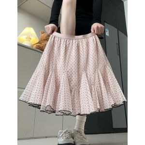 LANMENGYA | Polka Dot Pink High Waist Slimming A-Line Skirt