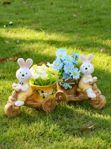Creative Resin Rabbit Cartoon Plant Pots Indoor Living Room Outdoor Garden Decorations Courtyard Balcony Succulent Plant Pots