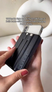 Rapoo P1 10000mAh Power Bank High Capacity 22.5W Type-C Built Cable With Magnetic Fast Charging Powerbank For iPhone Huawei Xiaomi Android Universal