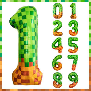 40 Inch Giant Mosaic Green Pixel Miner Theme Number Foil Balloons Number 0-9 Balloons Party Balloons Birthday Party