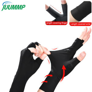 1Pair Arthritis Compression Half-finger Gloves Wrist Support Gloves Soft Touchscreen Compatible for Men Women Daily Wear