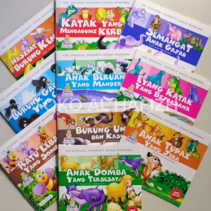 Paket Isi 5 Buku Cerita Dongeng Anak Seri Inspiratif Binatang Dua Bahasa Bilingual Full Color