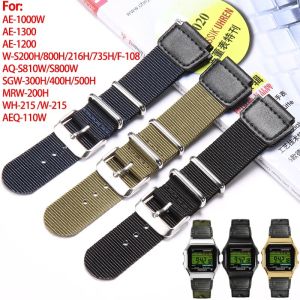 18mm Nylon Strap Suitable for Casio AE1200WHB AE1000W AQ-S810 SGW300/400 Stainless Steel Ring Mens Leather Watchband Accessories