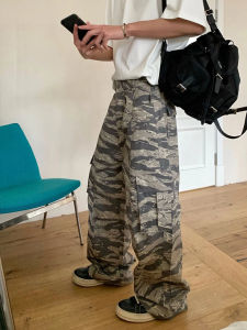 กางเกงทำงานลายพรางสไตล์ย้อนยุคสไตล์อเมริกันสำหรับผู้ชาย CleanFit ทรงหลวม กางเกงขายาวทรงตรง กระเป๋าใหญ่ ทรงหลวม ทรงหลวม ทรงหลวม