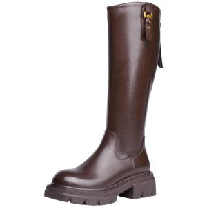 Josiny | Slimming Heel Thick Sole Long Boots Black