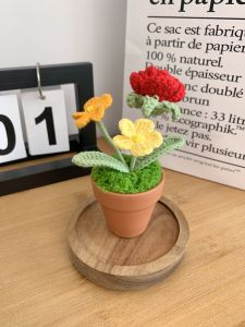 Đồ Trang Trí Bàn Bằng Sợi Dệt Thủ Công Hoa Hồng Mô Phỏng Quà Tặng Ngày Nhà Giáo Quốc Gia Đĩa Chậu Hoa Bằng Nhựa Đồ Trang Trí Bàn