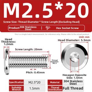TIANZHUOJINSHU | Flat Head 304 Stainless Steel Screw Bolt