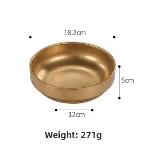 Retro 304 Stainless Steel Sauce Dish Korean Style BBQ Shop Golden Kimchi Dip Plate Small Dish Condiment Plate round Shape