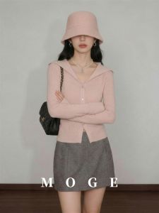 French Collar Bell Sleeve New Spring Knit Cardigan
