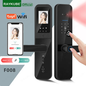 RAYKUBE F008 Tuya Wifi peephole HD Camera Fingerprint Digital Smart Door Lock With Doorbell Built-in Gateway APP Remote Unlock