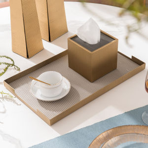 DASEN CRAFT | Luxury Copper Stainless Steel Tissue Box Tray