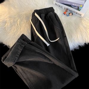 American High Street Straight Leg Loose Jeans for Men Trendy Vintage Casual Wide Leg Pants for Teenagers Cotton Polyester Blend