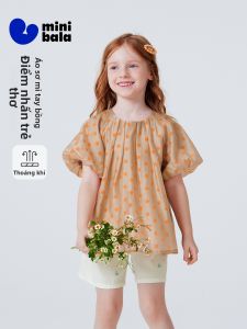 MINI BALA | Mini Cotton Blouse with Bubble Sleeve Polka Dot Design