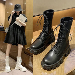 Womens Fashion Lace Up Vintage British Style Thick Soled Thick Heel Martin Boots Motorcycle Boots