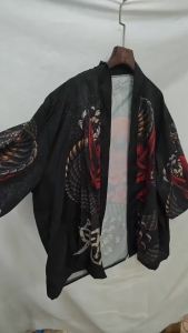 Nam Nhật Bản Mặt Nạ Oni Haori Áo Khoác Kimono Polyester Họa Tiết Rắn Phong Cách Ukiyo-e Hở Mặt Trước Dạo Phố Áo Khoác Harajuku Cho Tiệc Cosplay