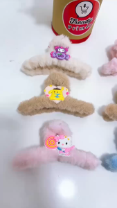 Jepit rambut pita silang bulu sanrio bunga isi 12 pcs