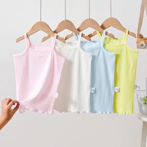 Pure Cotton Thin Breathable Base Shirt Childrens Strap Vest Boys Girls Baby Sleepwear 2 Pieces Set No Tag Summer Clothes