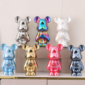 Original 18CM 28CM Love bearbrick Bearbricklys Toys Display Box Action Figures Cartoon Blocks Bear Dolls Street Art Collectible Models electroplating Ceramic Kids Toys Piggy Bank Window decoration Birthday Gifts 电镀暴力熊
