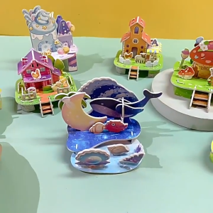 DIY Jigsaw 3D Hard Paper Puzzle Ocean Castle House Kids Educational Early Learning Doorgift ART Craft