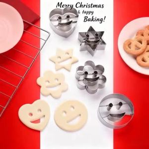 E-BAIHUI Cookie Cutters Christmas Stainless Steel Baking Set Biscuit Molds for Baking Metal Kitchen Baking Modeling Tool 4 Piece