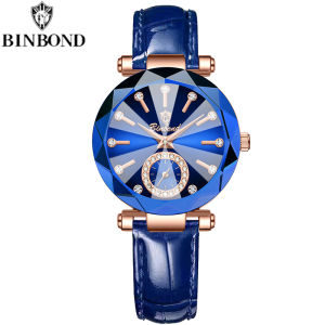 BINBOND Fashion Elegant Women Quartz Watches Original Heart Of The Ocean Design Waterproof Luminous Diamond Lady Casual Watches