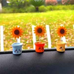 MOTEX 5Pcs/Set Sunflower Shaking Head Toy - Dashboard Center Console Decoration - Men Women Car Interior Accessories