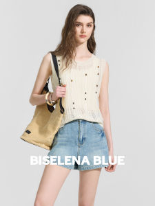 BEIQIANI | Vertical Stripe Handmade Beaded Lattice Knit Summer 2026 Loose Tank Top