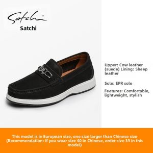 Breathable Genuine Leather Mens Loafers Sand Suede Lightweight