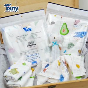 BỊCH 6 khăn cho bé chất BAMBO siêu thấm nước In hình họa tiết Khăn sữa an toàn cho bé sơ sinh Fany