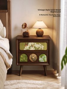 MR ART | Vintage Style Small Unique Design New Solid Wood Bedside Cabinet